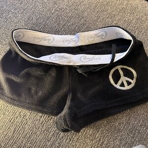 Candie's Black and Silver Fleece Shorts